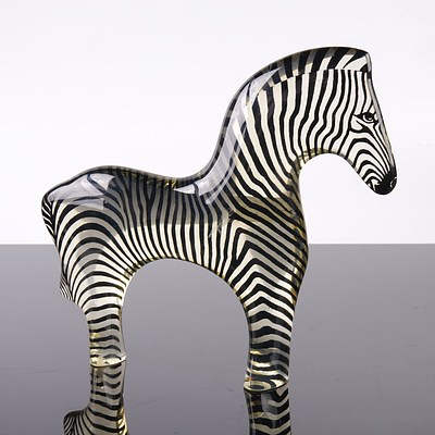 Vintage Abraham Palatnik Lucite Zebra Figurine - Made in Brazil
