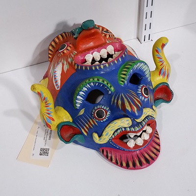 Vintage Objefia Hand Decorated Pottery Mask