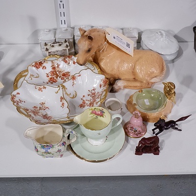 Assorted Vintage Porcelain Wares, Figurines and German Jerger Alarm Clock