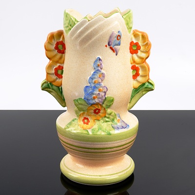 Art Deco English Vase with Floral Motif