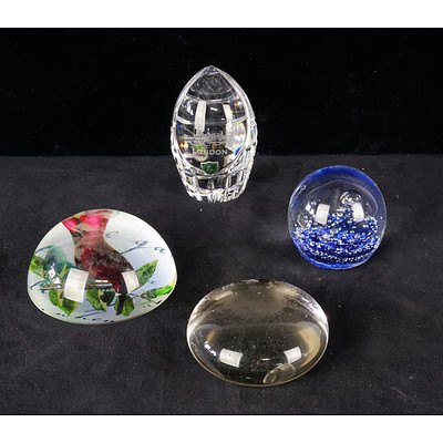 Three Various Crystal and Glass Paperweights including Burns and a Magnifying Glass