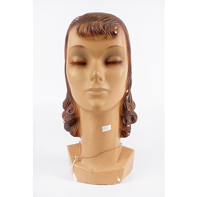 1960s Painted Plaster Female Mannequin Head