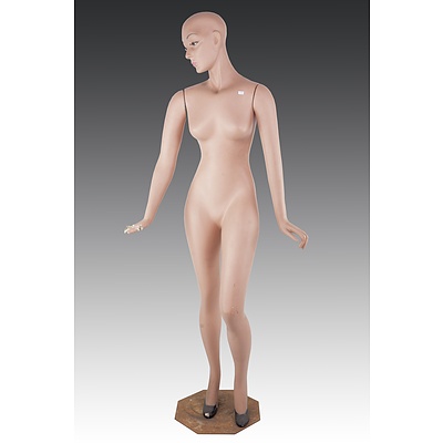 Fabulous Painted Plaster Life Size Female Mannequin, Circa 1940-1950s