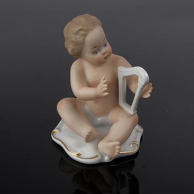 Wallendorf Child with Harp Porcelain Figurine