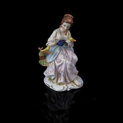 Meissen Lady with Birds Porcelain Figurine