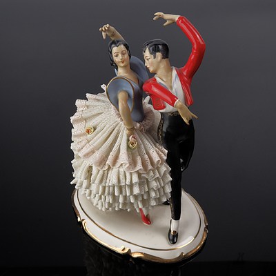 Antique Dresden Flamenco Dancers Figurine