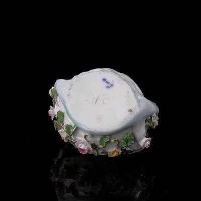 Antique Meissen Porcelain Basket with Putti and a Small Floral Basket (2)