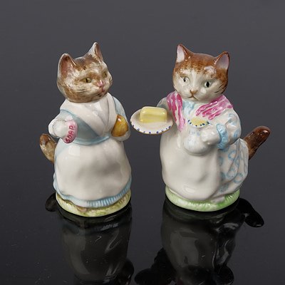 Two Beswick Beatrix Potter Figurines - Tabitha 1961, Ribbay 1951