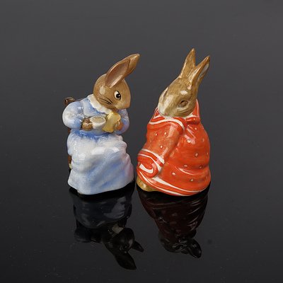 Two Beswick Beatrix Potter Figurines - Potter Cottontail 1985 & Poorly Peter Rabbit 1976