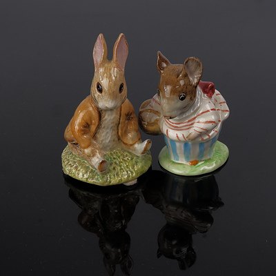Two Beswick Beatrix Potter Figurines - Benjamin Bunny 1983, Mrs Tittlemouse 1948