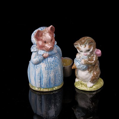 Two Beswick Beatrix Potter Figurines - Aunt Pettitoes 1970 and Miss Moppet 1954