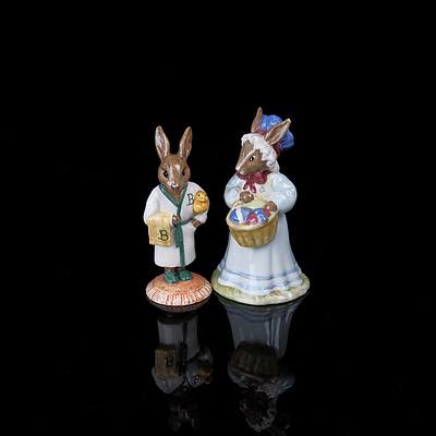 Two Royal Doulton Bunnykins Figurines - Mrs Bunnykins at the Easter Parade 1982 and Bathtime Bunnykins 1994