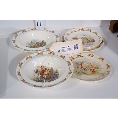 Vintage Royal Doulton Bunnykins Bowls, Two Saucers and Two Side Plates
