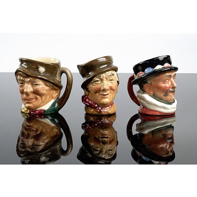 Three Royal Doulton Mini Toby Jugs - Paddy, Sam Weller and Beefeater