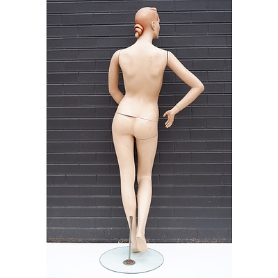 Fabulous Painted Plaster Life Size Female Mannequin, Circa 1940-1950s
