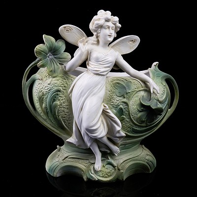 Continental Porcelain Art Nouveau Figural Porcelain Vase,  20th Century