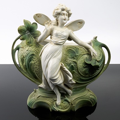 Continental Porcelain Art Nouveau Figural Porcelain Vase,  20th Century