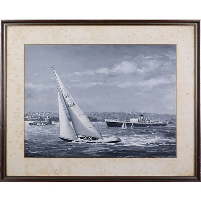 John Allcot (1888-1973), Untitled (Sydney Harbour), Gouache on Paper, 37.5 x 50 cm