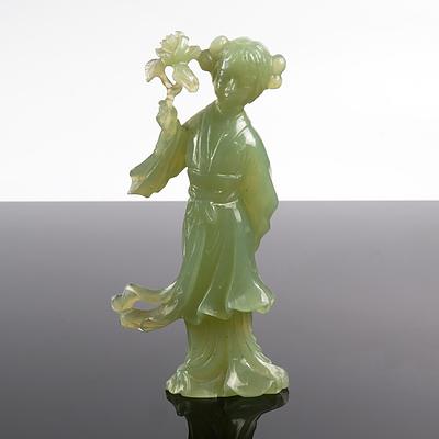 Vintage Chinese Serpentine Guanyin Figure