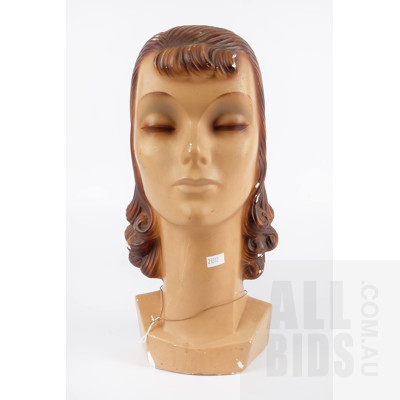 1960s Painted Plaster Female Mannequin Head