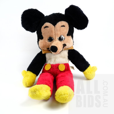 Early Mickey Mouse Straw Filled Plush Toy with Original Label c 1939