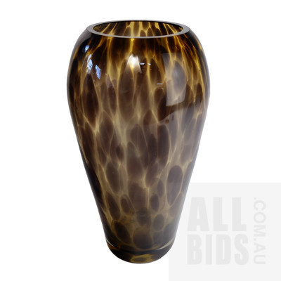 Vintage Lenox Tall Burnished Amber Tortoiseshell Patterned Art Glass Vase