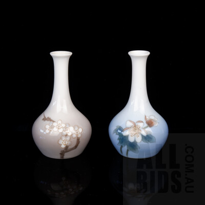 Two Bing and Grondhal Coppenhagen Onion Necked Porcelain Bud Vases