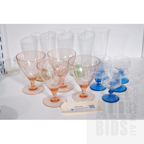 Retro Coloured Glass Collection Including Pink Parfait Glasses (13)