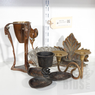Collection Vintage Brassware Including Candlesticks (5)