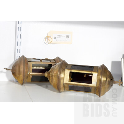 Pair of Replica Brass Carriage Lamps
