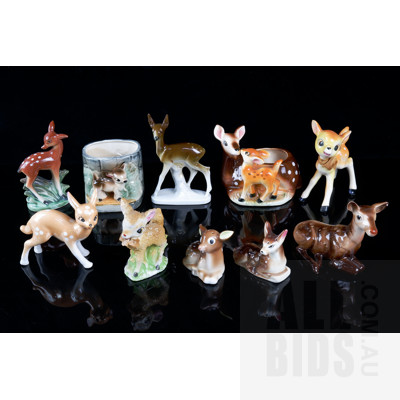 Collection of Vintage Japanese and Other Deer Figures (10)