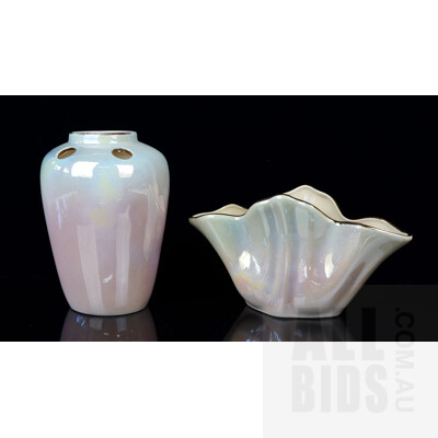 Two Vintage Lustre Glazed Ceramic Vases, V5 and V-48