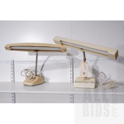 Retro Daydream and Hanimex Creme Coloured Goose Neck Table Lamps