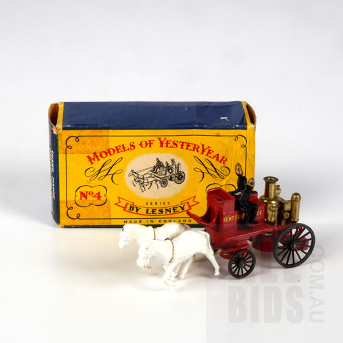 Boxed Lesney Models of Yesteryear Shand Mason Horse Drawn Fire Engine,