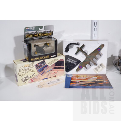 Atlas Editions Avro Lancaster, Corgi Fighting Machines JU-87 Stuka and Excel Deluxe Airplane Set