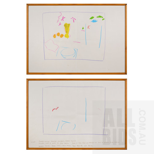 Ken Done (born 1940), Pair of Concept Studies, Pastel on Paper, each 40.5 x 58 cm (2)