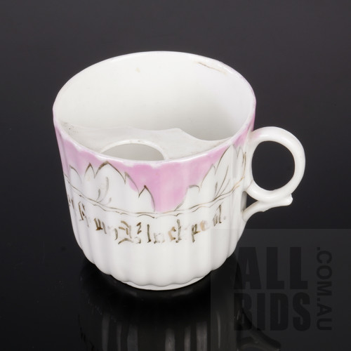 Antique German Hand Painted Mustache Cup