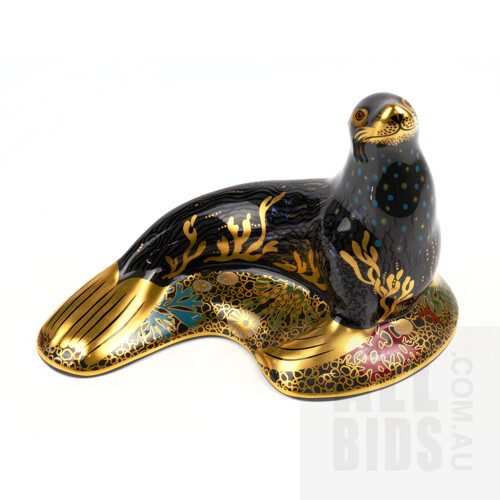 Royal Crown Derby Sea Lion Paperweight, Length 18cm