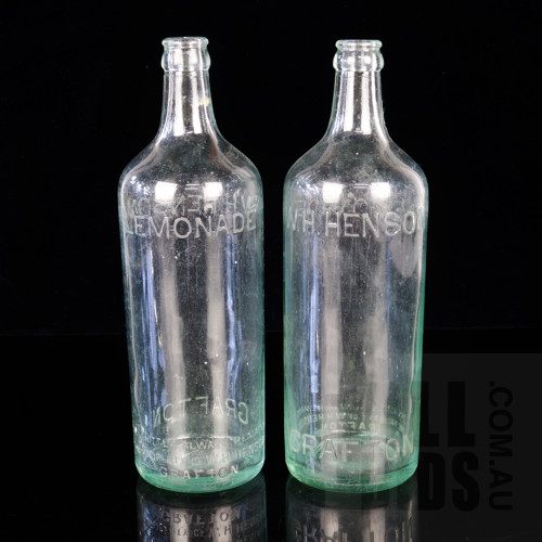 Two W.H.Henson Lemonade Bottles, Small Chip to Mouth of One