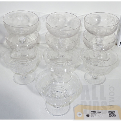 Set of Six Stuart Crystal Dessert Coupes, and a Set of Four Stuart Crystal Parfait Glasses