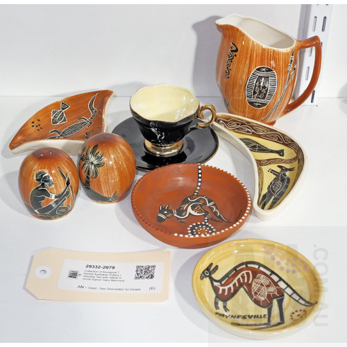 Collection of Aboriginal Themed Australian Pottery Including Two with Yellow Ground Signed Harry Memmott