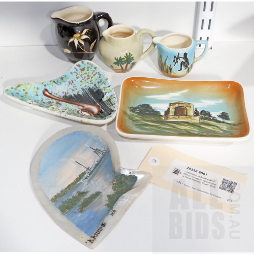 Collection of Australian Pottery Souvenir Wares and a Hand Painted Pearl Shell
