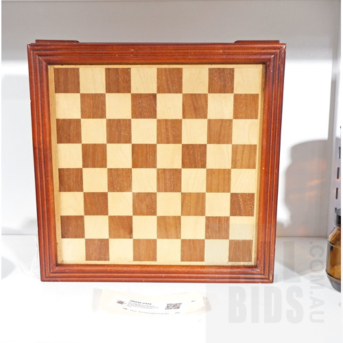 Box with Marquetry Inlaid Chess Board Lid, 30cm Square, Interior Lined but Unfitted