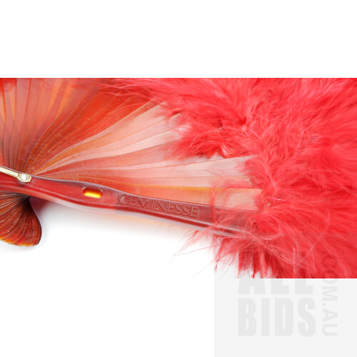 Vintage Geminesse Ostrich Feather Fan in Bag