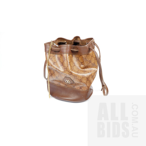 MilaSchon Milano Leather and Canvas Draw String Bag, Made in Italy