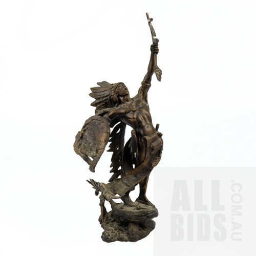 Franklin Mint 'War Cry' Figure by Jim Ponter, Bronze, Height 33cm