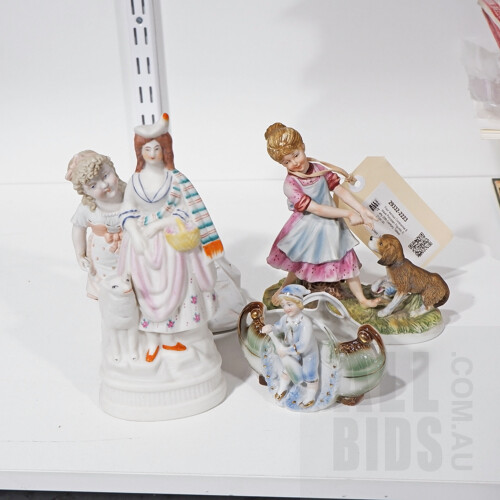 Four Various Continental Bisque Porcelain Figures, Early 20th Century, Tallest 21cm (4)