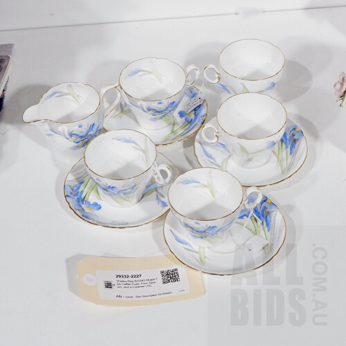 Shelley Reg 823343 Shape Five Coffee Cups, Four Saucers, and a Creamer (10)
