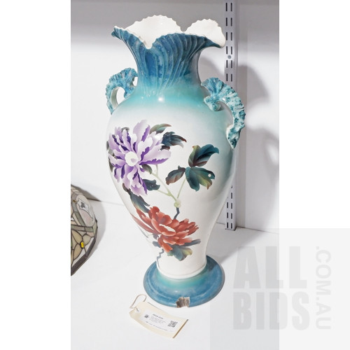 Large Japanese Export Hand Painted Pottery Vase, Early 20th Century, Chip to Foot, Height 62cm