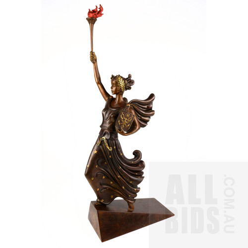 Erte "Liberty, Fearless and Free" Bronze Sculpture, Published by Fine Art Acquisitions 1984, Edition 120/500